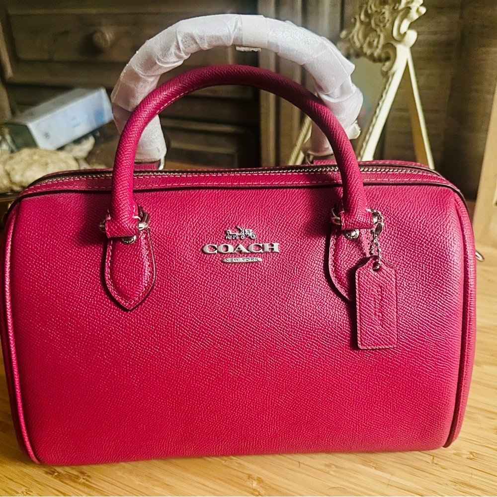NWT Coach Rowan Satchel - Bright Violet W/Signature Canvas Strap!